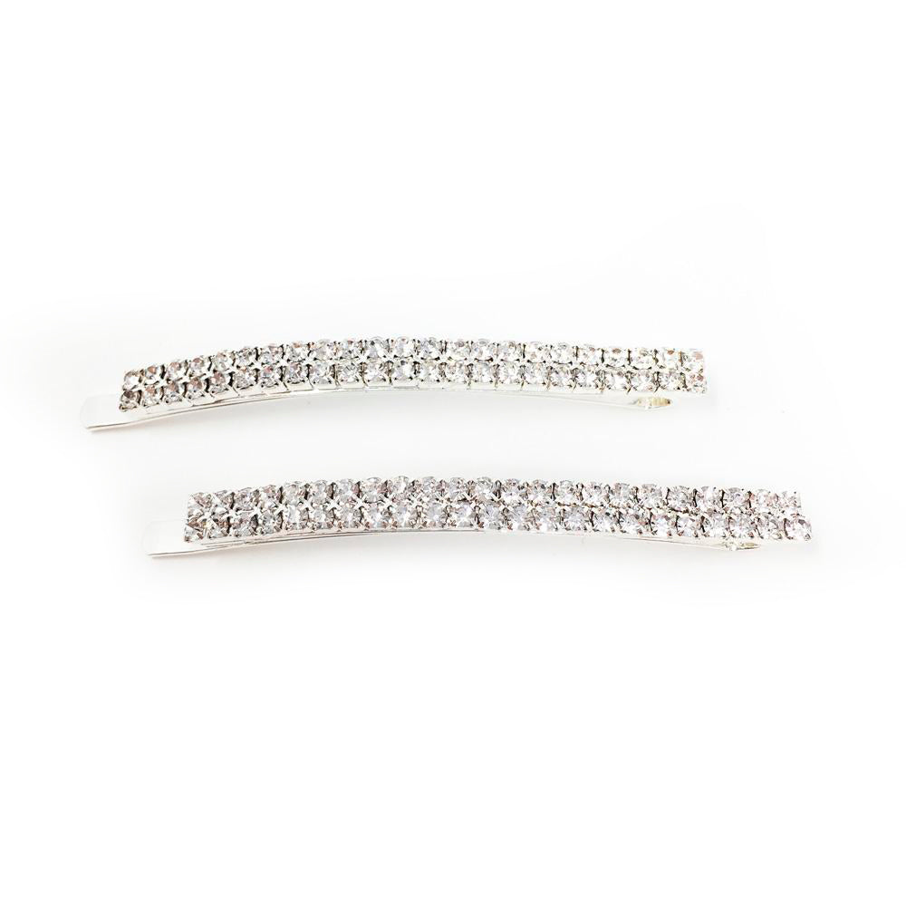 Crystal Row Hair Pin 2pk Silver