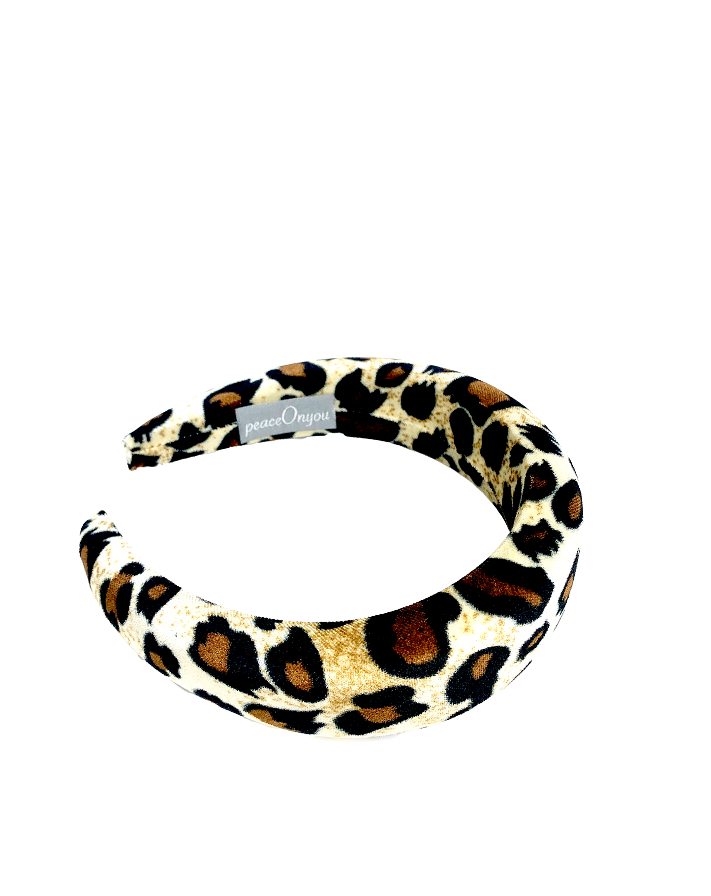 Padded velvet headband in leopard pattern