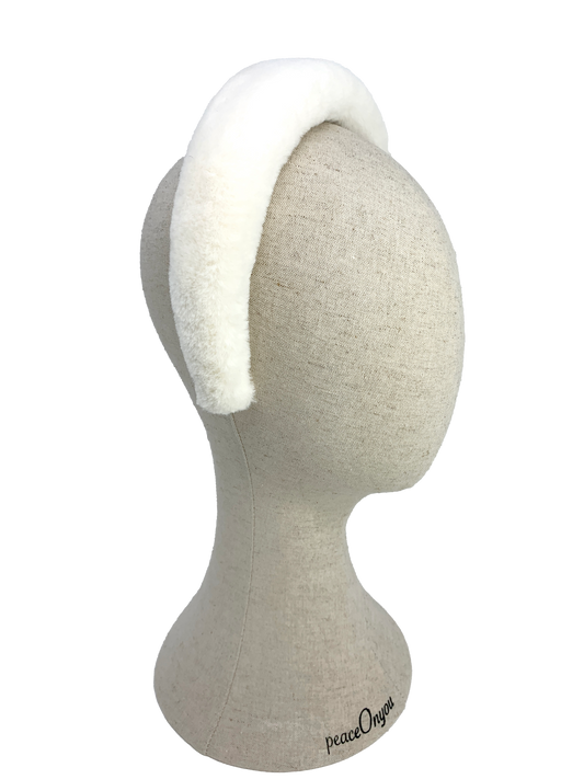 padded fluffy furry headband in white color