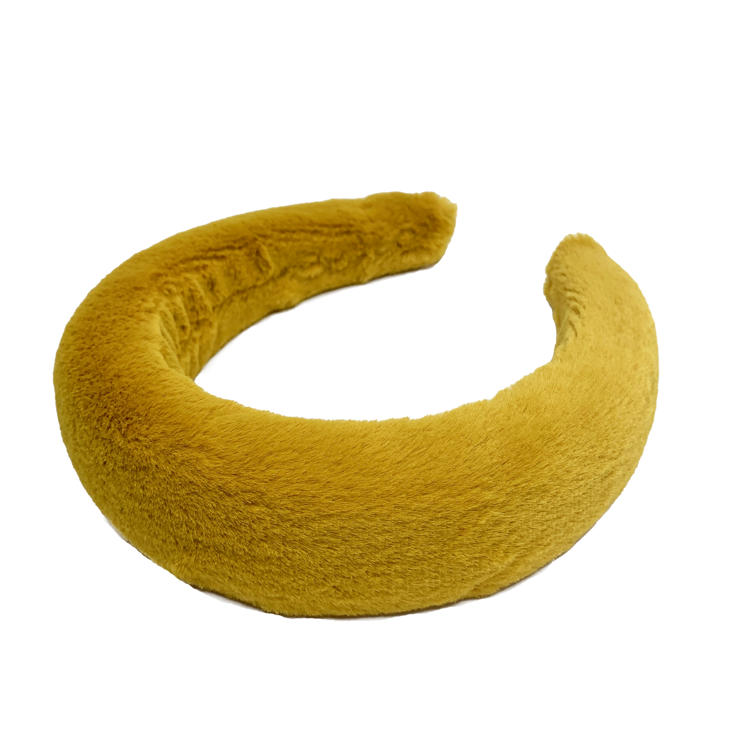 padded fluffy furry headband in mustard color