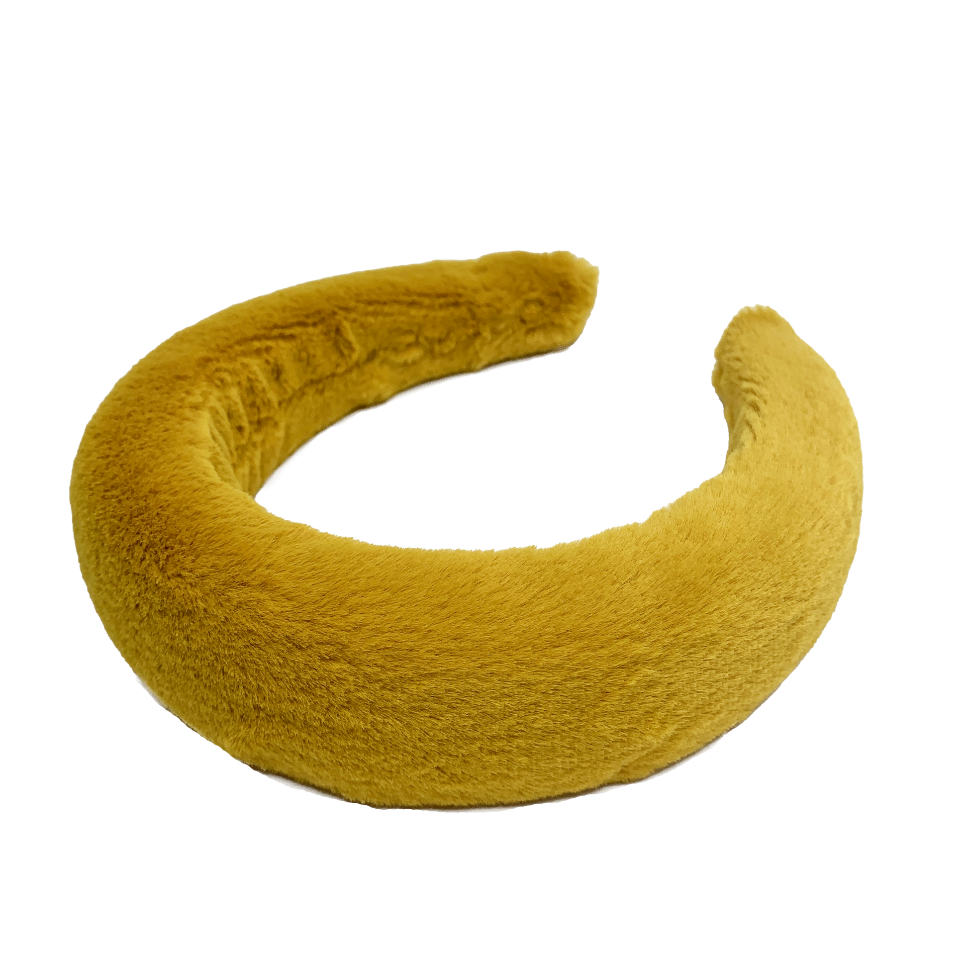 padded fluffy furry headband in mustard color