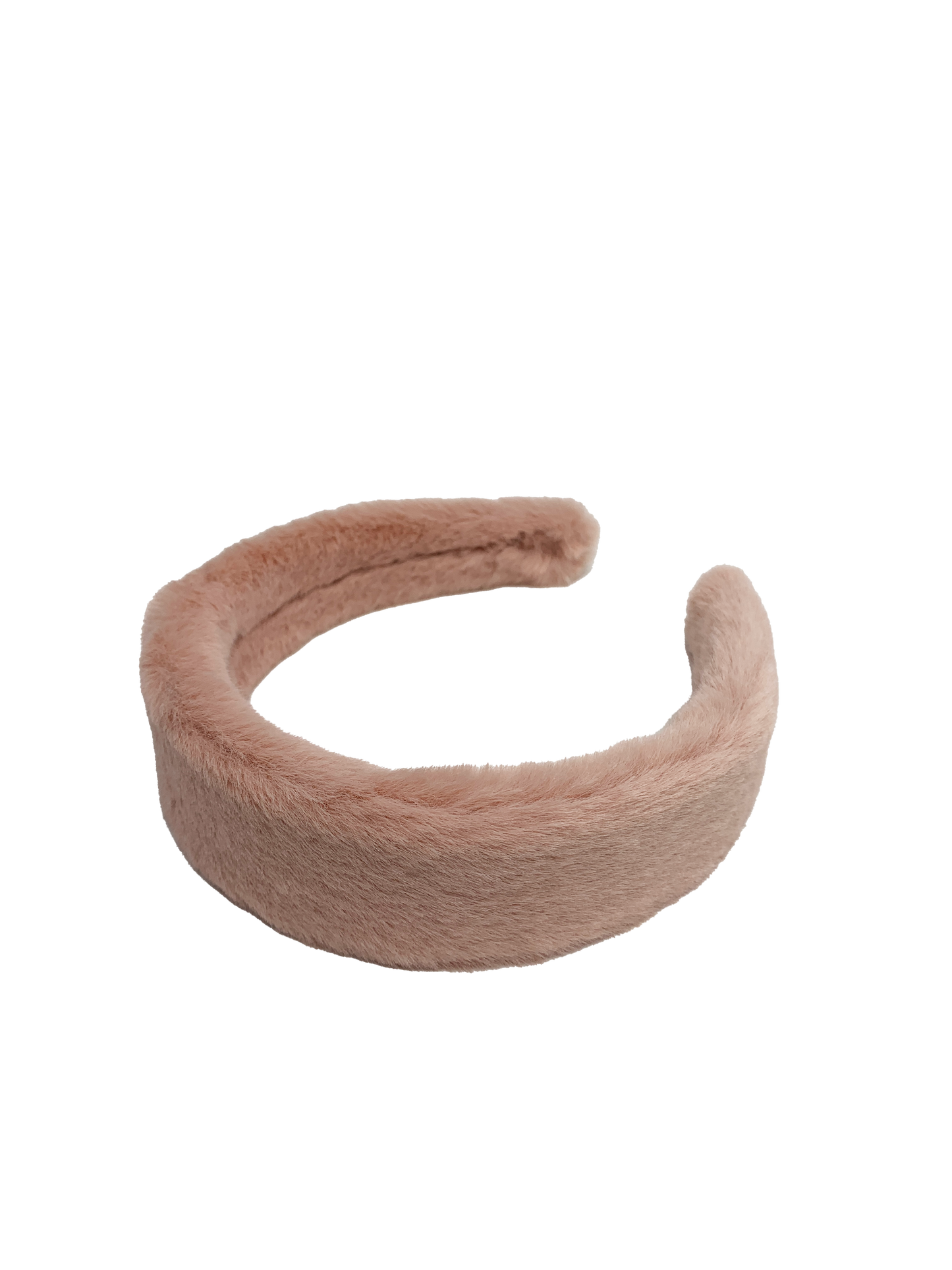 Furry headband in pink beige color