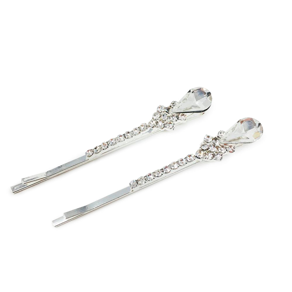 Detailed Crystal VV Hair Pin 2pk