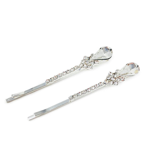 Detailed Crystal VV Hair Pin 2pk
