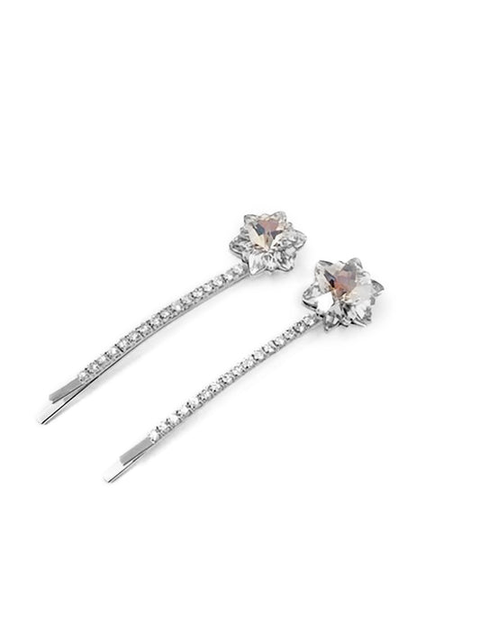 Embellished Dodecagram Star Hair Pin 2-pack Clear Glass