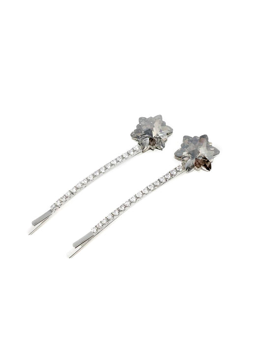 Embellished Dodecagram Star Hair Pin 2-pack Smoke