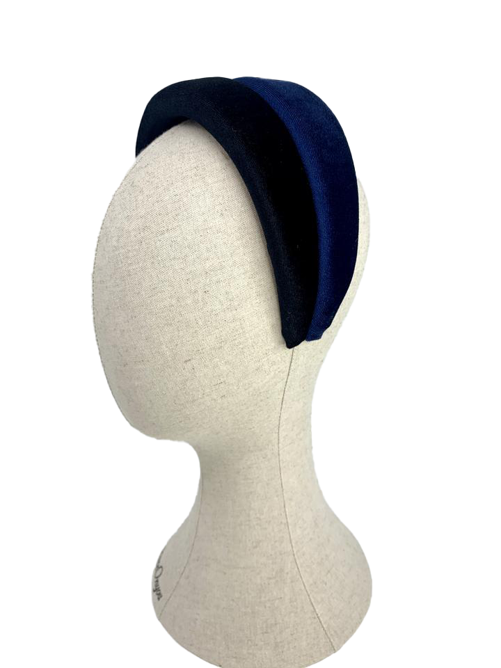 2 padded velvet headband in black and dark blue