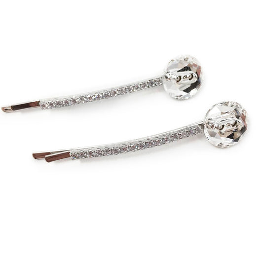 Round Button Crystal Hair Pin 2pk