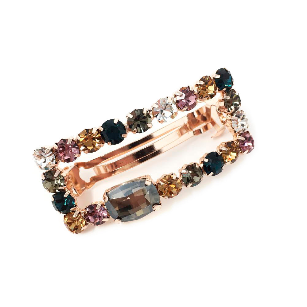 Starring Cushion Crystal Hair Clip, Rose Gold Multi