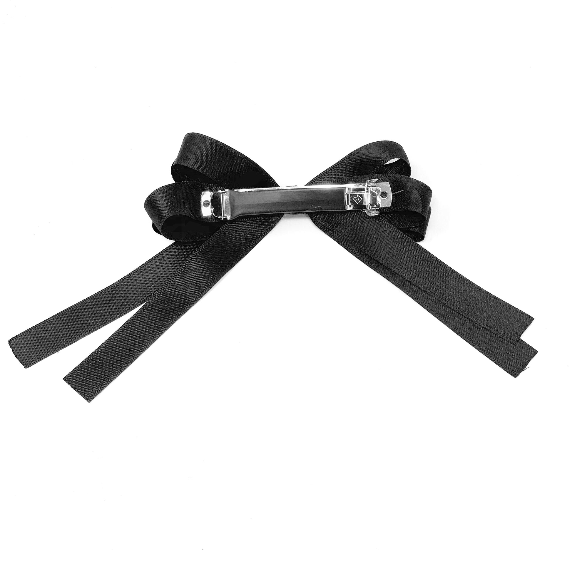Hair clip with a satin bow in black