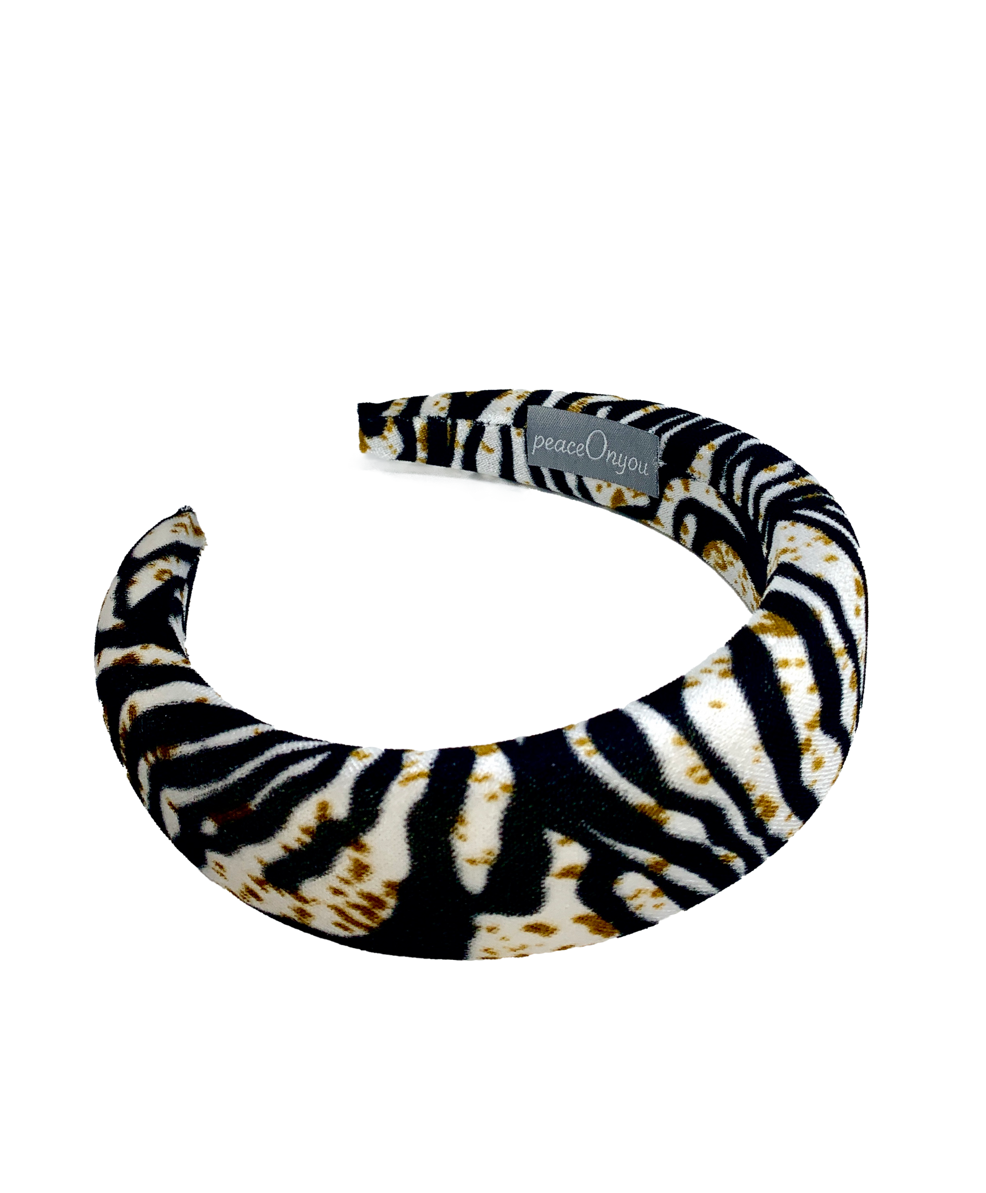 Padded velvet headband in ltiger pattern