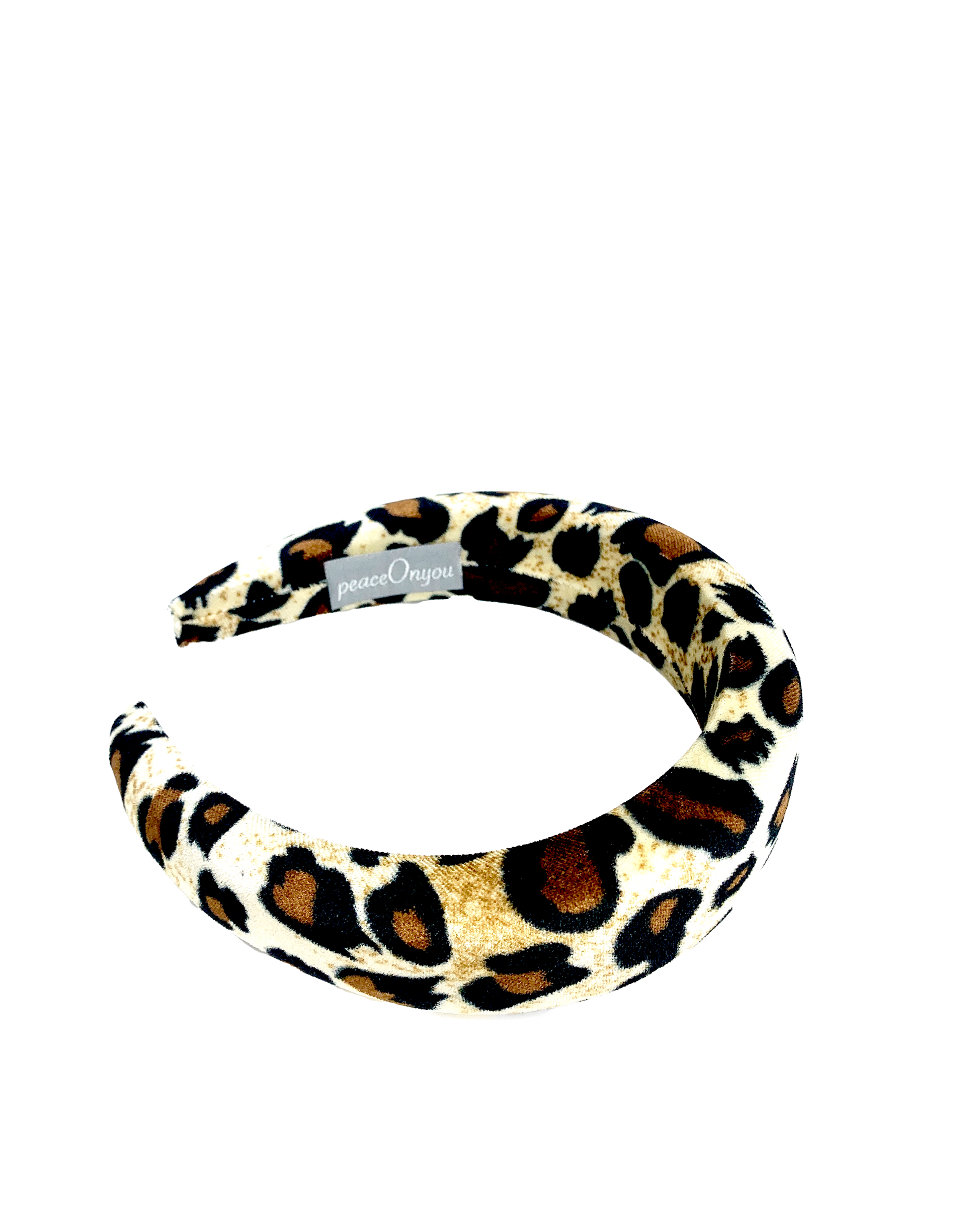 Padded velvet headband in leopard pattern