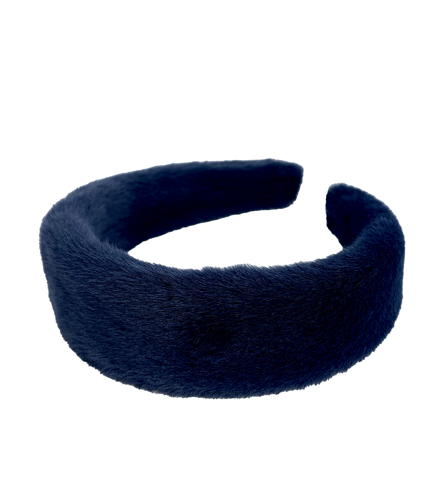Furry headband in dark blue color