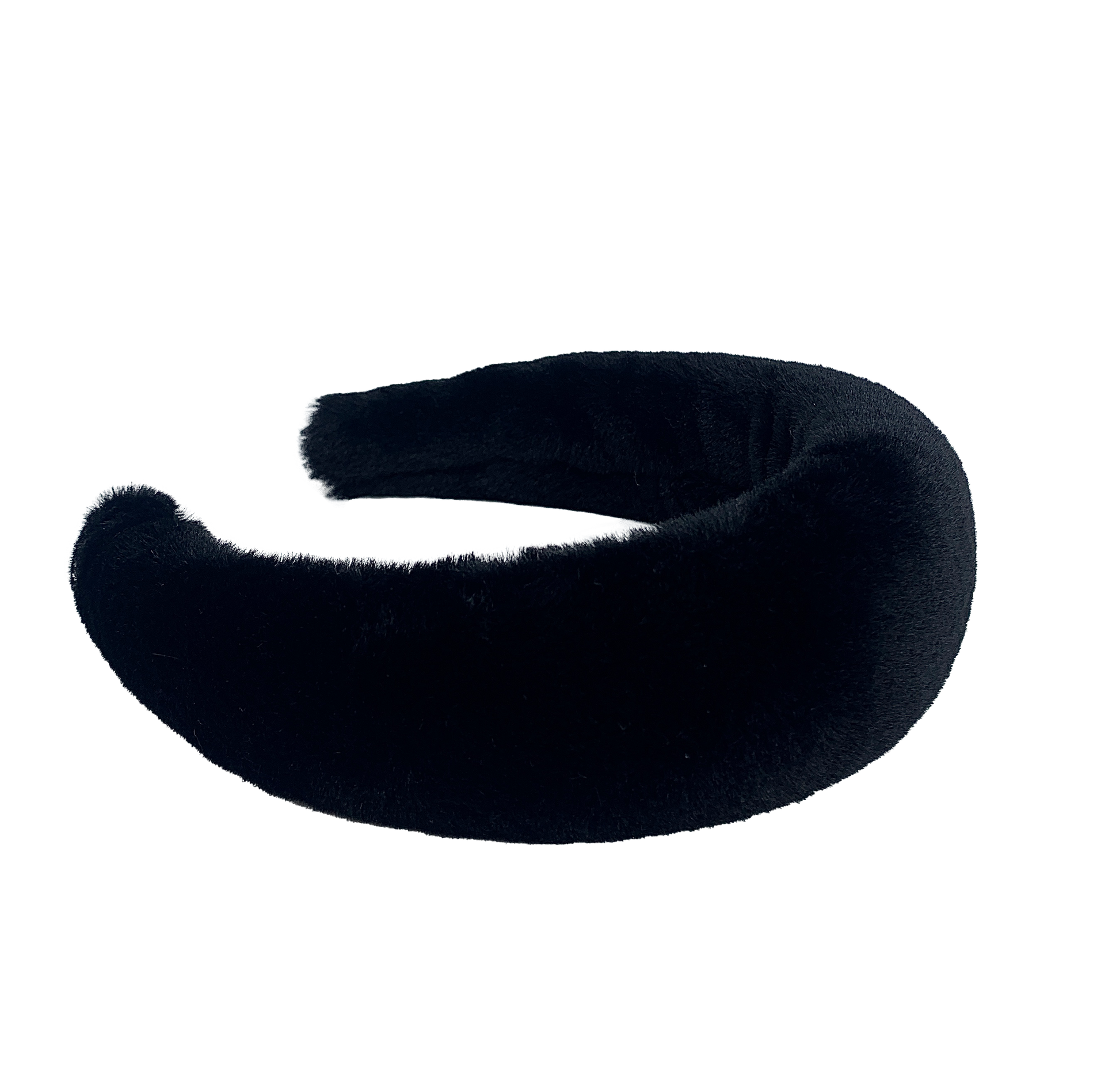 padded fluffy furry headband in black color