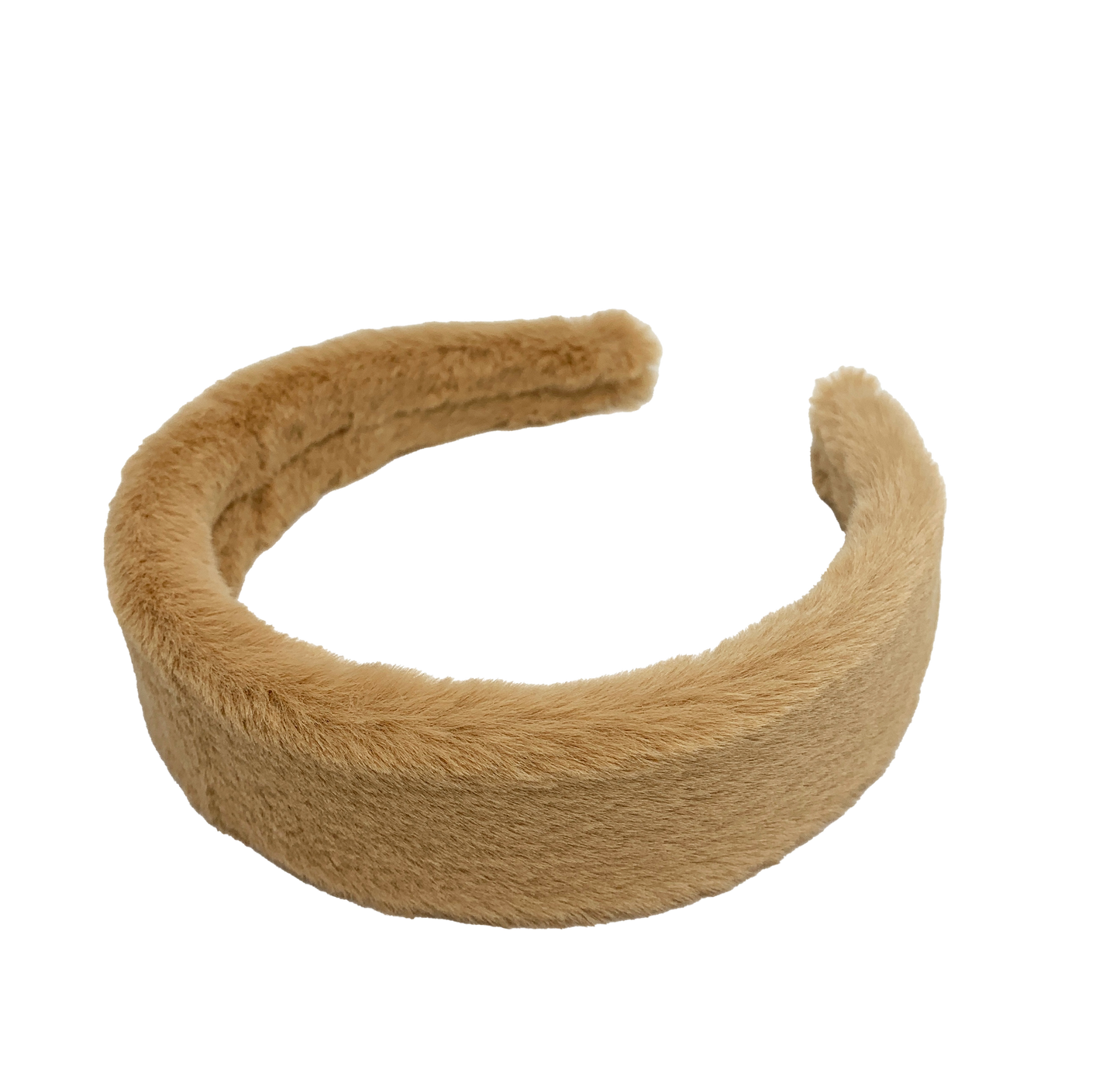Furry headband in beige brown color