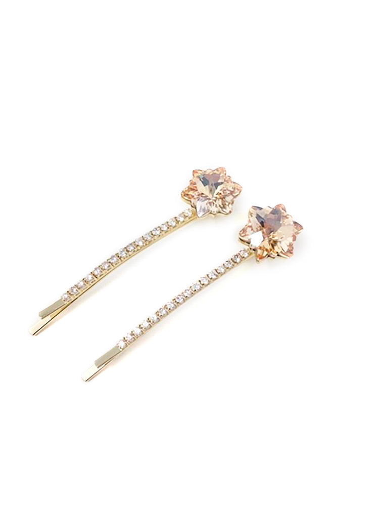 Embellished Dodecagram Star Hair Pin 2-pack Champagne