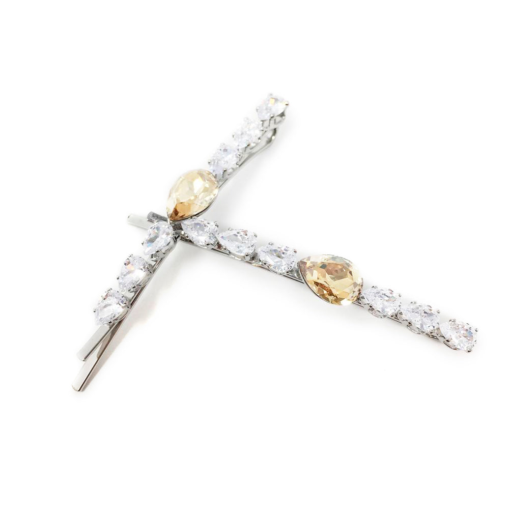 Pear Center Hair Pin 2-pack Champagne